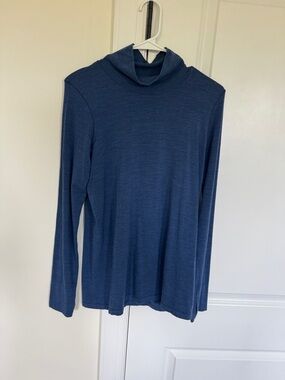 Athleta Blue Long-Sleeve Funnel Neck Top